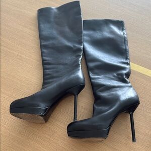 Yves Saint Laurent Authentic Black High Heel Real Leather Boots